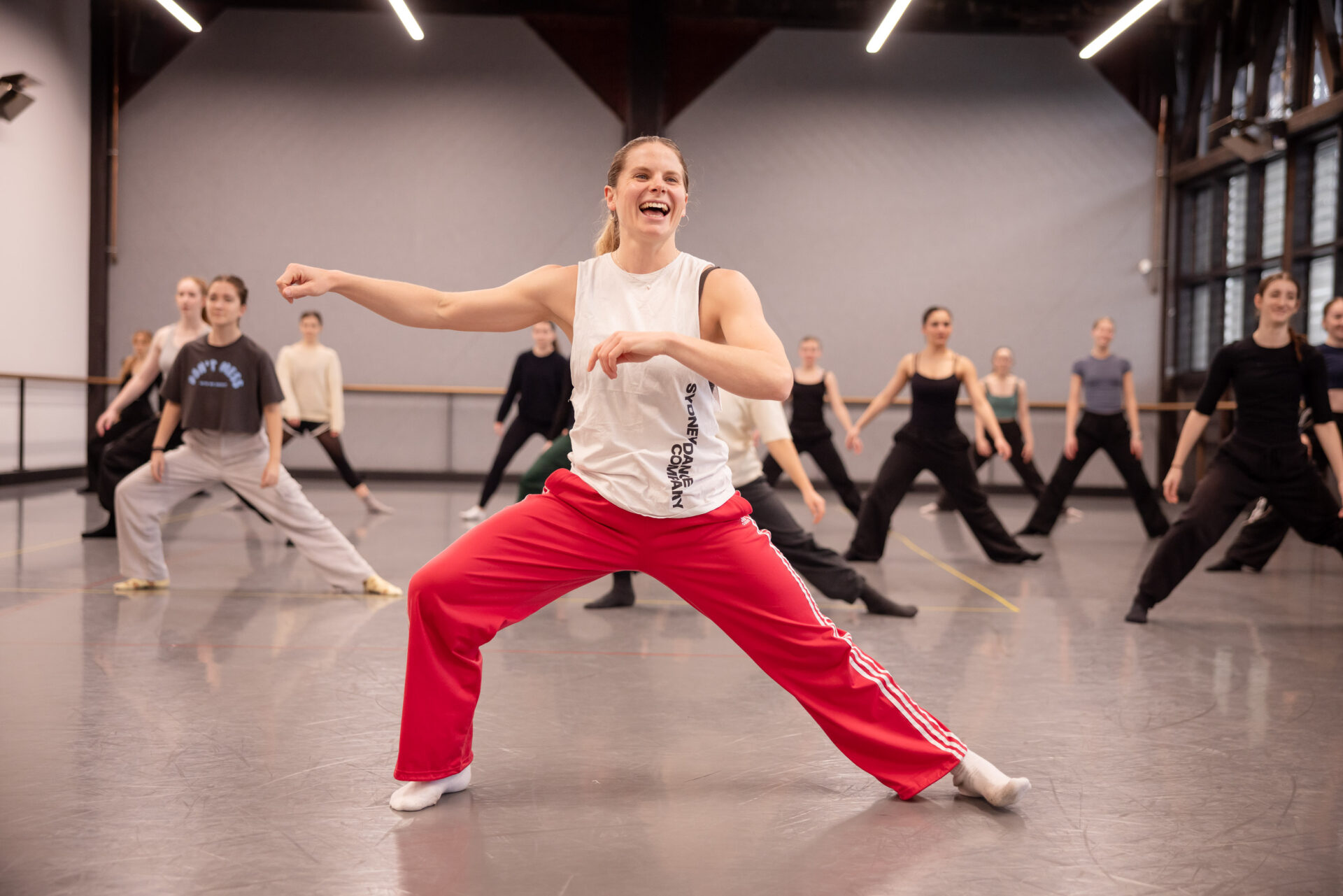 Youth ensemble dancers with Madeline Harms